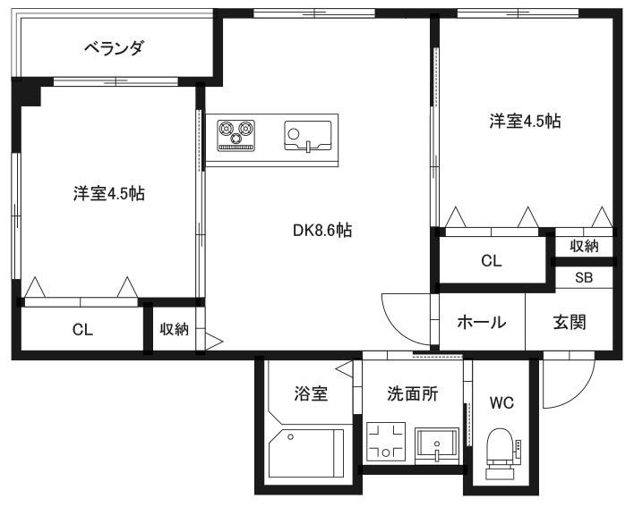 ピース・コウセイ古川(2DK/3階)の間取り写真