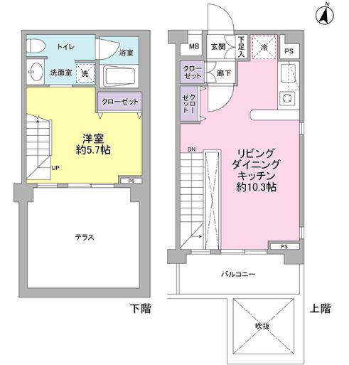 サンピエス桜新町(1LDK/1階)の間取り写真
