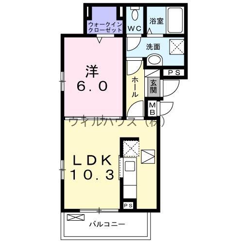 ロンガ ヴィータ和泉2(1K/1階)の間取り写真