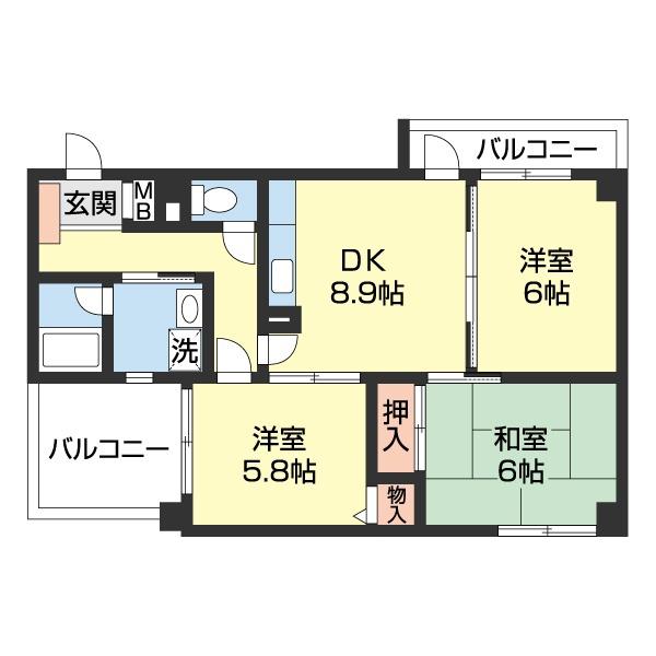 デュオ丸の内(3LDK/5階)の間取り写真