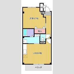 ハニーガーデン(1LDK/2階)の間取り写真