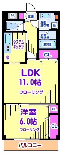 エニー仙川(1LDK/1階)の間取り写真