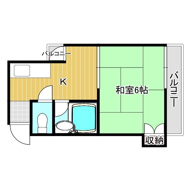 コーポイン長居A棟(ワンルーム/2階)の間取り写真