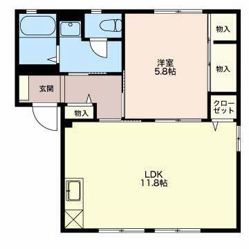ル・クプル A棟(1LDK/1階)の間取り写真