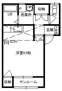 ソニックシティ(ワンルーム/1階)の間取り写真