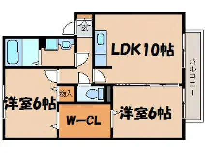 ウェライ2008SA(2LDK/2階)の間取り写真