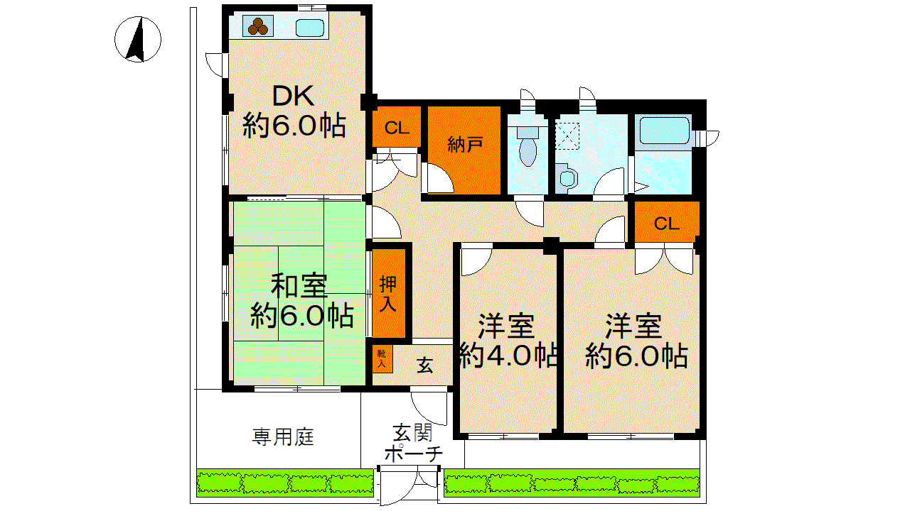 東急多摩川線 鵜の木駅 徒歩6分 3階建 築30年(3SDK/1階)の間取り写真