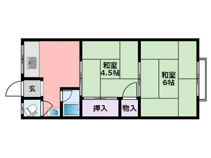 さつき荘(2K/2階)の間取り写真