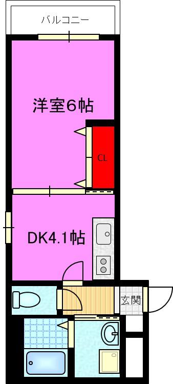アーキビルド(1DK/3階)の間取り写真