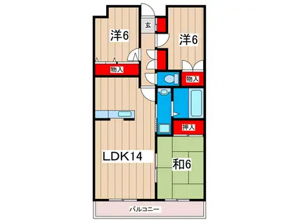 常豊共同ビル(3LDK/3階)の間取り写真