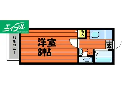 ロイヤルハイネス三田 B(1K/2階)の間取り写真