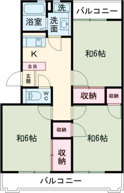 ブルーピア水木(3K/1階)の間取り写真