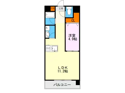 グランパーク渡鹿(1LDK/2階)の間取り写真