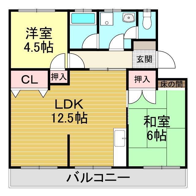 ハイツ芳愛(3LDK/2階)の間取り写真