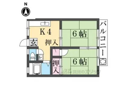 サンハイツ富雄(2DK/2階)の間取り写真