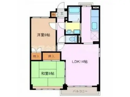 中川原1丁目マンションU(2LDK/5階)の間取り写真