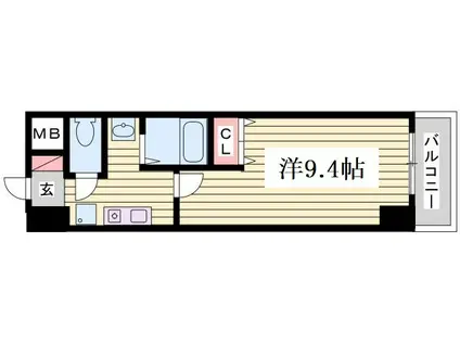 ブリックロード山の手(1K/2階)の間取り写真