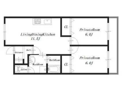 オークマンション(2LDK/4階)の間取り写真