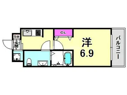 レジュールアッシュ尼崎駅前(1K/5階)の間取り写真