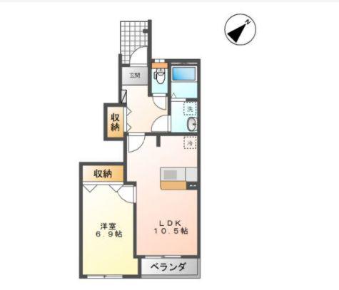 プレザント ヒル(1LDK/1階)の間取り写真