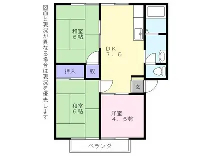 ウィステリアハイム(3DK/2階)の間取り写真