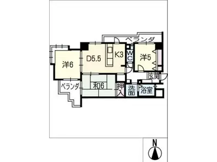 ナビシティ新岐阜(3DK/3階)の間取り写真