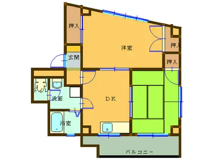 フリーダムA(2DK/1階)の間取り写真