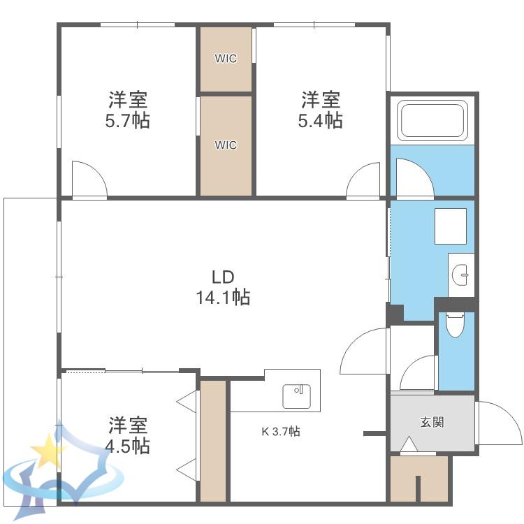 HIGH RESIDENCE YAMAHANA(3LDK/3階)の間取り写真
