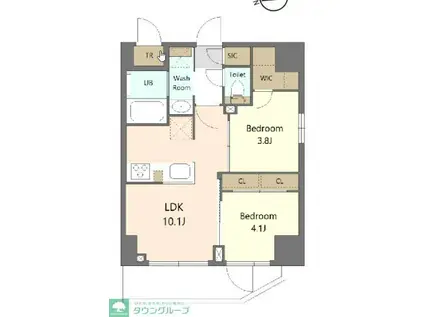 S-RESIDENCE浅草CLARITY(2LDK/12階)の間取り写真