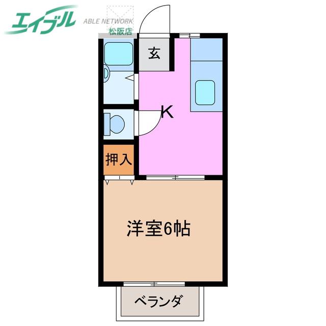 コーポ和院(1K/2階)の間取り写真