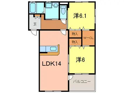 APPLAUSE B(2LDK/2階)の間取り写真