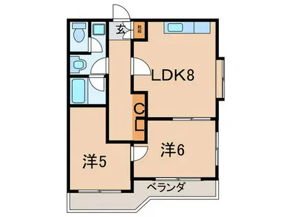 サンアーバン西田町(2LDK/2階)の間取り写真