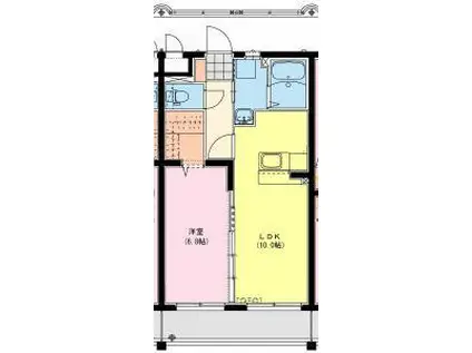 ローズマリーB(1LDK/2階)の間取り写真