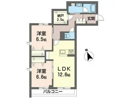 シャーメゾン湘南松が丘II(2SLDK/2階)の間取り写真