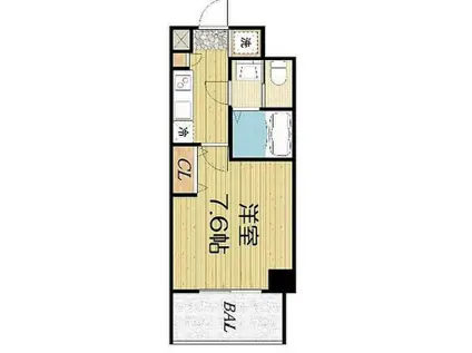 レジュールアッシュ難波MINAMI(1K/1階)の間取り写真