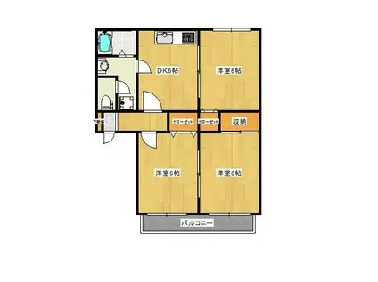 セジュール高崎C棟(3DK/2階)の間取り写真