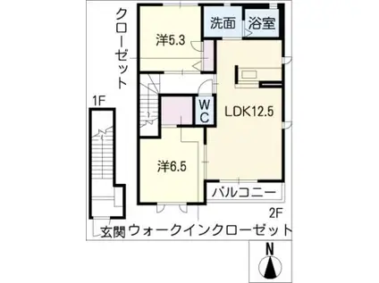 サンドフィールド2085(2LDK/2階)の間取り写真