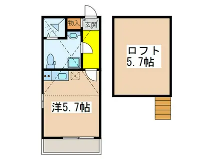 カスティーロ多磨町(ワンルーム/1階)の間取り写真