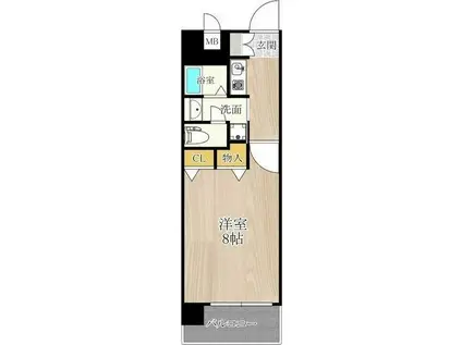 アスリート新大阪II(1K/8階)の間取り写真