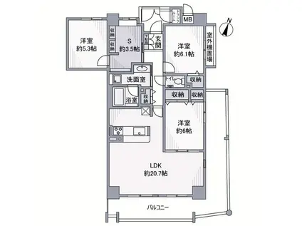 ウェルブ六甲道6番街4番館(3SLDK/14階)の間取り写真
