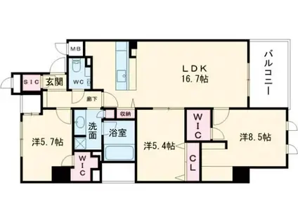 ラヴィーナ奈良(3LDK/4階)の間取り写真