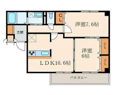メゾン・クレール(2LDK/1階)の間取り写真