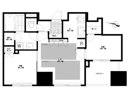 プラウド市谷柳町(2LDK/6階)の間取り写真