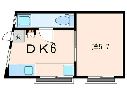 ノベラ篠原北町A棟(1DK/2階)の間取り写真