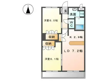 グレイスコートNS(2LDK/1階)の間取り写真