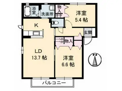 SQUARE35 D棟(2LDK/1階)の間取り写真