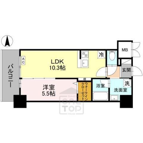 ストーリア茨木(1LDK/8階)の間取り写真