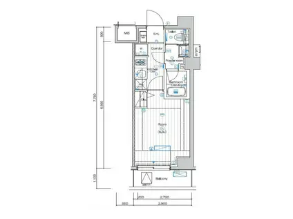 SYFORME FUDOMAE(1K/2階)の間取り写真