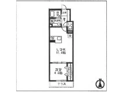ホワイトバード(1LDK/1階)の間取り写真