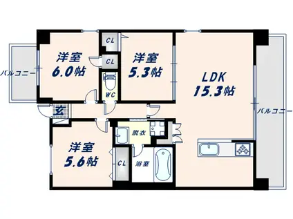 トレス・アコルデ(3LDK/12階)の間取り写真